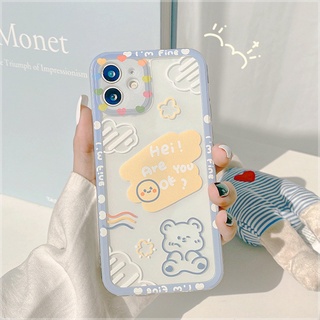 Compatible for iPhone 14 11 12 13 Pro Max 12 11 13 Pro XR X XS Max 7 8 Plus SE 2020 2022 Soft TPU Cartoon เคสหมีน่ารัก