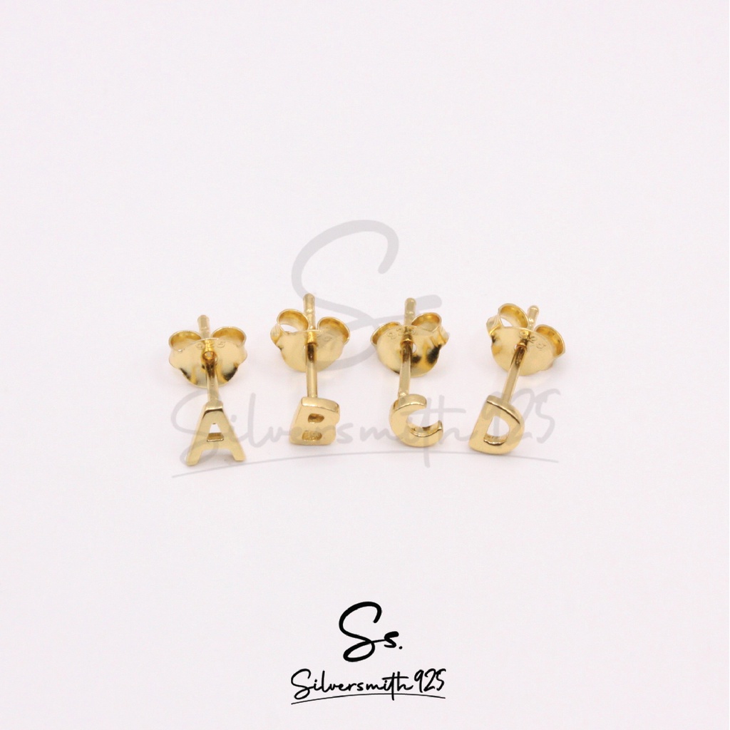 Alphabet Earrings l ต่างหู ABC ต่างหูตัวอักษร เงินแท้ 92.5% ชุบทอง 1 ข้าง