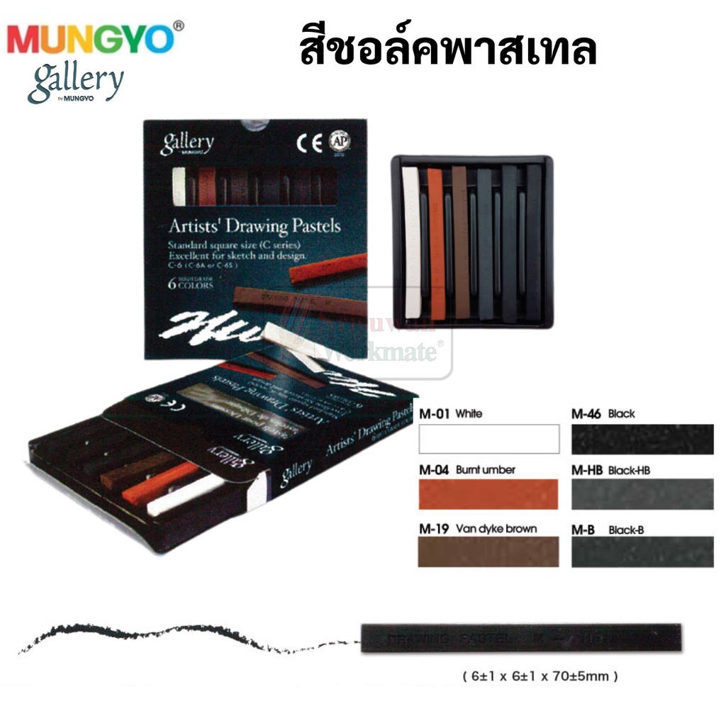 Mungyo C-6A ชุดสีชอล์ค 6 แท่ง สีพาสเทล สีฝุ่น สีชอล์ค สีชอล์คพาสเทล เกรยอง ชาร์โคล สีชอล์ก Soft Pastel by Mungyo gallery