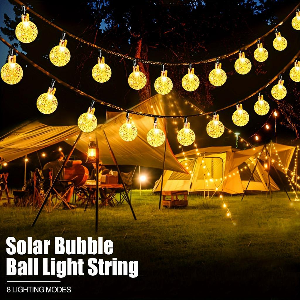 12m 100 LED คริสตัล Globe ไฟสตริงพลังงานแสงอาทิตย์,กลางแจ้งกันน้ําพลังงานแสงอาทิตย์ไฟ, 8 โหมดแสงสําหรับ Garden Tree Patio Party ตกแต่งคริสต์มาส Courtyard ตกแต่ง