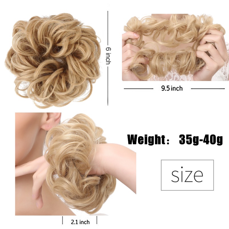 ต่อผมซาลาเปา ผมหยิกยุ่ง ยืดหยุ่น ผม Scrunchies แฮร์พีซสังเคราะห์ Chignon โดนัท อัพโด้ แฮร์พีช สําหรับผู้หญิง เด็กผู้หญิง