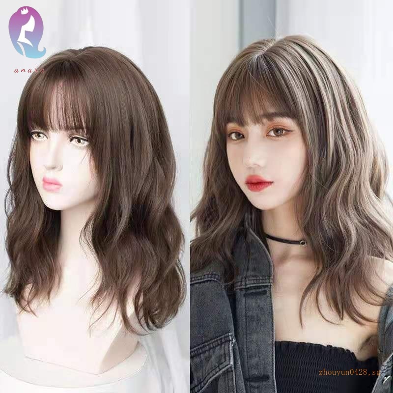 วิกผมหยิกยาว ผมหน้าม้าจําลอง สําหรับผู้หญิง