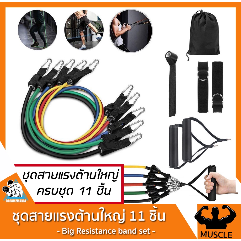 [W71Q68 ลด 20%] พร้อมส่ง! ปรับใหม่ ทนกว่า ใหญ่กว่า ขายดี สายแรงต้าน ครบชุด ยางยืดออกกำลังกาย 5 ระดับ