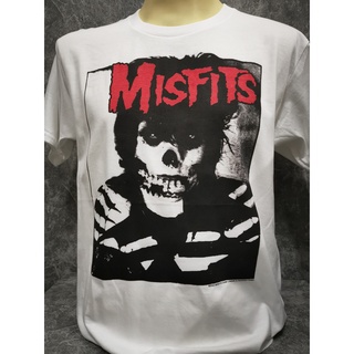 เสื้อยืดผ้าฝ้ายCOTTON เสื้อวงนำเข้า Misfits Bones Skeleton The Clash Ramones Hardcore Punk Rock Horror Psychobilly Style