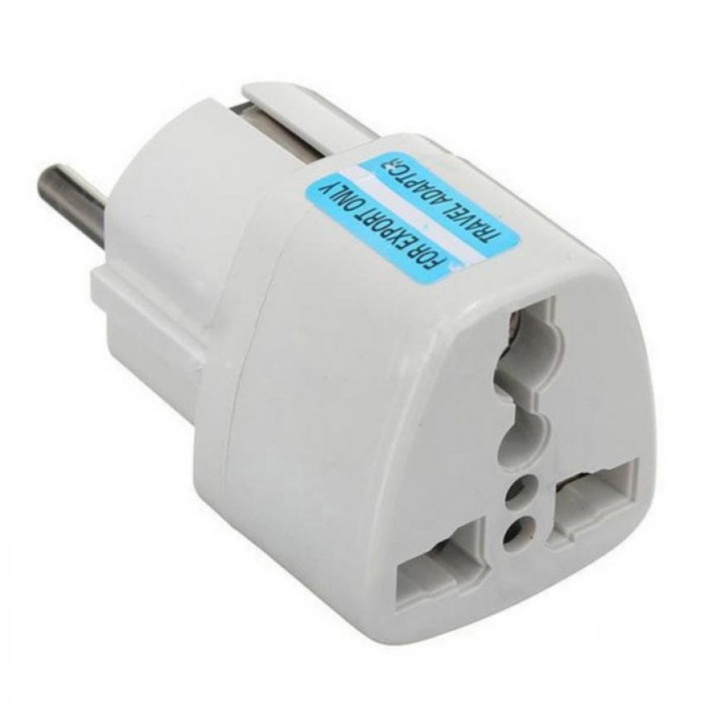 ADAPTER UK US AU to EU Travel Power Adapter Wall Plug Converter (White)
