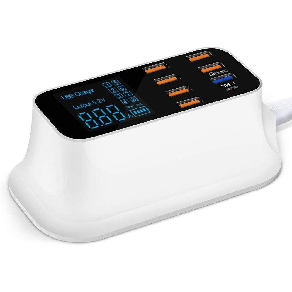 CD-A19Q ปลั๊กชาร์จUSB+Type-C 8Port จอแสดงผลLed Fast Charging Station โทรศัพท์มือถือ USB charger Quic