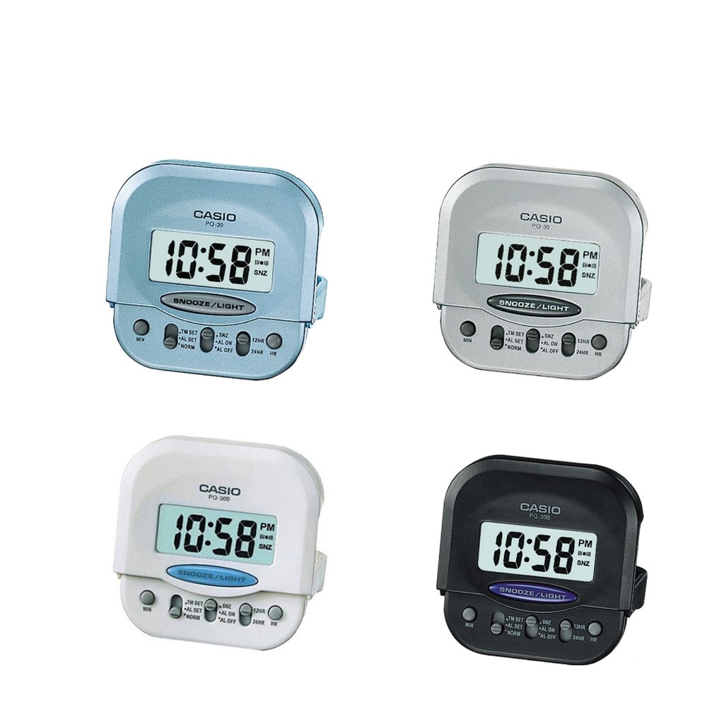 นาฬิกาปลุก Casio PQ-30 Pocket Travel Alarm Beep Silver Clock Snooze