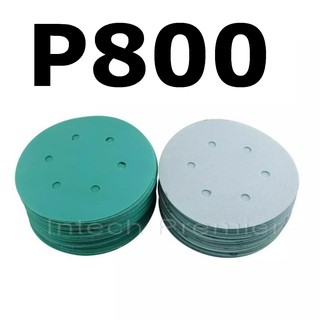 เบอร์ 800 กระดาษทรายกลม 6 6รู (100 แผ่น) Hook Velcro Grit Wet/Dry Sanding Discs