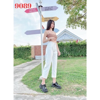 ⚡️ส่งไวมาก ⚡️ 9089 🇰🇷กางเกงยีนส์ทรงบอยสุดเเซ๊บเเบบทันสมัย​ เอวสูงสไตล์เกาหลีกระดุม2เม็ดดีเทลใหม่จับจีบด้านหน้า ทรงพอดีตัว​ เก็บหุ่นเก็บพุงผ้าไม่ยืด​ ปลายขาไม่รัดเท้า​ ใส่พับขาขึ้นก็ดูมีสไตล์​ ทรงเป๊ะมากค่ะ​