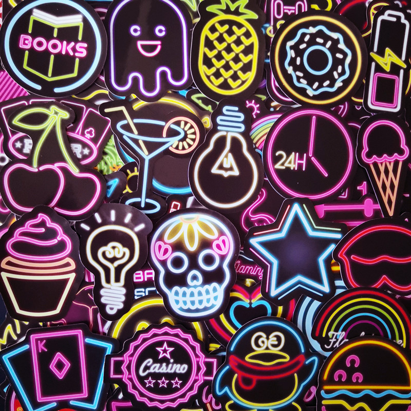 100Pcs/Set Neon Color Style - JMD Cool Graffiti สติ๊กเกอร์ DIY Fashion Doodle Decals สติ๊กเกอร์