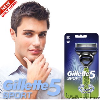 Gillette 5 Sport Mens 5 Blades Razor System ชุดอุปกรณ์กำจัดขนสำหรับผู้ชายรุ่นพิเศษ