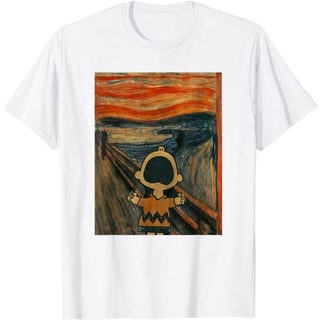 เสื้อยืดพิมพ์ลายเสื้อยืดเสื้อยืด พิมพ์ลาย Peanuts Charlie Brown Scream Artsy สําหรับผู้ชาย และผู้หญิงS-4XL