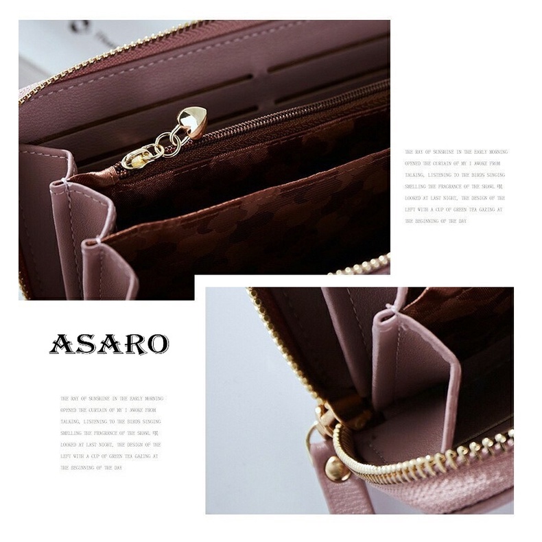 ASARO WC01 กระเป๋าสตางค์ผู้หญิงใบยาว หนังPU เปิดปิดแบบซิบ มี6สี