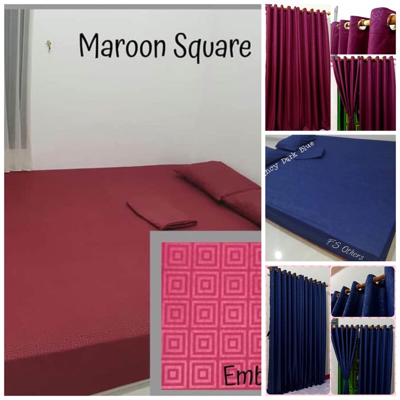 EMBOSED BED SHEET CURTAIN SET 12 RINGS 135 x 220