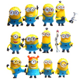 พวงกุญแจ ตุ๊กตาฟิกเกอร์ การ์ตูนมินเนี่ยน Despicable Me 12 ชิ้น/ชุด