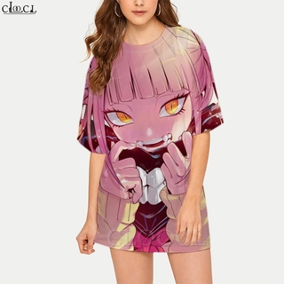 CLOOCL เสื้อยืดแขนสั้นพิมพ์ลายอนิเมะ My Hero Academia Ahegao 3 D สําหรับผู้หญิง