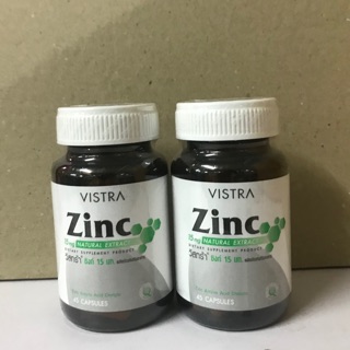 VISTRA Zinc 15mg Lotใหม่ Exp.26/06/2024 ซิ้งค์ วิสตร้า บรรจุ 45แคปซูล บำรุงเส้นผม เล็บ ลดสิว แพ็ค1ขวด และ2ขวด พร้อมส่ง!!