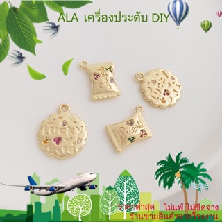 ❤️เครื่องประดับ DIY❤️จี้สร้อยคอ สร้อยข้อมือ ทรงกลม ชุบทอง 14k ประดับเพทาย รูปดอกไม้นําโชค DIY