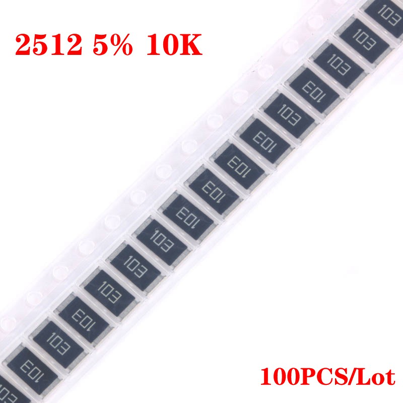 100pcs SMD ชิปตัวต้านทาน 2512 1W 10K โอห์ม 10KR 10 10 103 5% ตัวต้านทาน Passive ส่วนประกอบอิเล็กทรอนิกส์ซัพพลาย