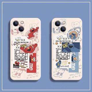 เคสซิลิโคนนิ่ม ขอบสี่เหลี่ยม ลาย Sesame Street Cookie Monster Elmo สําหรับ Samsung Galaxy A03 A03S A42 A23 A53 A73 A82 A22 A13 4G 5G S21 FE S22 Plus Ultra Note20 Ultra