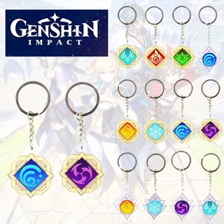 14 Styles Game Genshin Impact Keychains Cosplay Pendants Keyring 7 Element Weapons Eye of God Acrylic Accessories