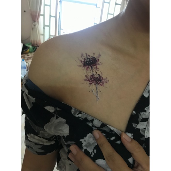 COMBO 5 TATTOO STICKERS 10X6CM PASSION FLOWERS LOVE - CHOOSE OPTIONAL MODELS (ฟรีขนาดเดียวกัน 2 แผ่น