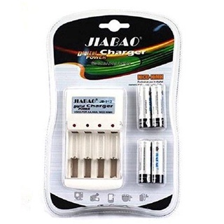 JIABAO เครื่องชาร์จแบตเตอรี่ NICD-NiMH JB-212 พร้อมถ่าน AAA x 4 ก้อน ชาร์จถ่านกล้องถ่ายรูป ชาร์จถ่านชาร์จสำรอง ใส่แฟลช