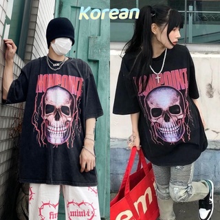 Korean เสื้อ Nonpoint เสื้อยืดแฟชั่นหัวกะโหลก สายฟ้า แนวแบดๆ เสื้อชายเสื้อหญิง เนื้อผ้าดี R22