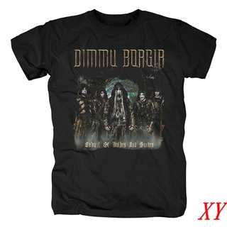 Xy Dimmuborgir เสื้อยืดลําลอง ผ้าฝ้าย แขนสั้น คอกลม พิมพ์ลาย Dark Castle Symphony สีดํา สําหรับผู้ชาย