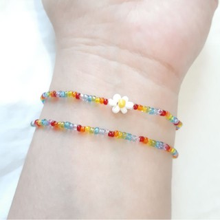 🌼Summer Love💖 กำไลเดซี่สายรุ้ง กำไลลูกปัดรุ้ง กำไลลูกปัดเดซี่