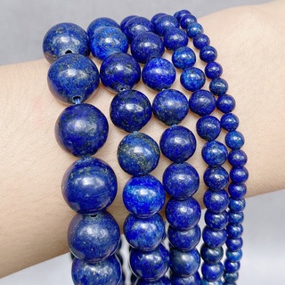 38 ซม./String 4-12 มม.ลูกปัดหินธรรมชาติ Lapis Lazuli ลูกปัดส…