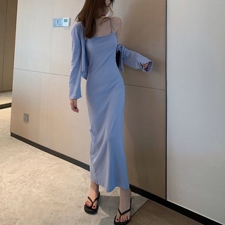 ชุดเดรสกระโปรงสําหรับสตรีแขนยาวกระโปรงทรงสลิม Bodycon