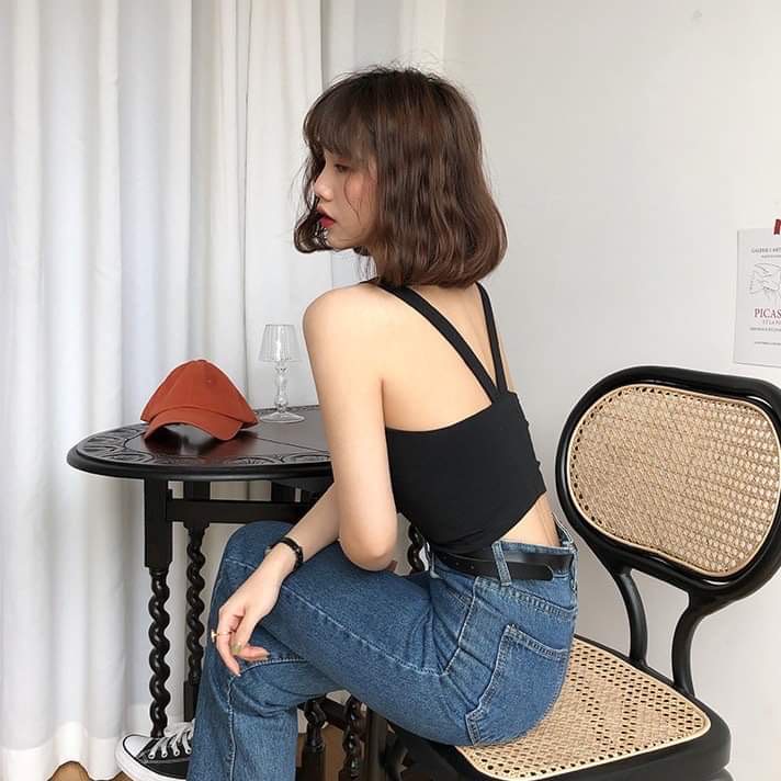 พร้อมส่ง เสื้อครอป V หลัง คอยู ใส่สบาย ผ้านิ่ม ถูกสุด