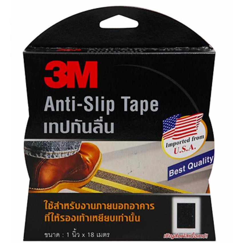 3M™ เทปกันลื่น, สำหรับติดพื้นผิวของพื้น เพื่อป้องกันการลื่นขณะเดิน หรือเหยียบ, 1 นิ้ว X 18 เมตร, สีดำ
