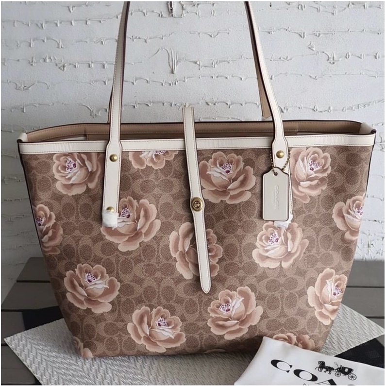กระเป๋าแบรนด์แท้coachลายดอกไม้