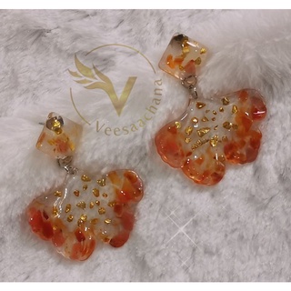 Veesaachana ต่างหูสวยๆ งาน Handmade ตกแต่งด้วยหินคาร์เนเลี่ยนแท้ Nickel Free ไม่แพ้ ไม่คัน แบบละคู่เท่านั้น ไม่มีซ้ำใคร