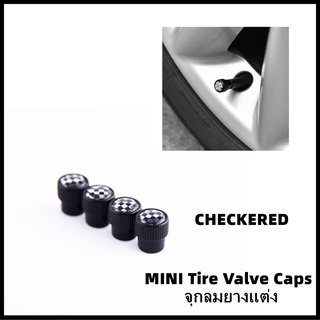 จุกลมยาง MINI COOPER ลาย [Checkered] (1 ชุด = 4 อัน) มีวาล์วกันลมรั่ว - Car Tire Valve Caps สำหรับ MINI ทุกรุ่น