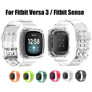 Silicone Straps สาย Fitbit Versa 3 / Fitbit Sense Straps Versa 3 สายนาฬิกา Sports Clear Replacement Wristband Bracelet Smart Watch Fitness Wrist band