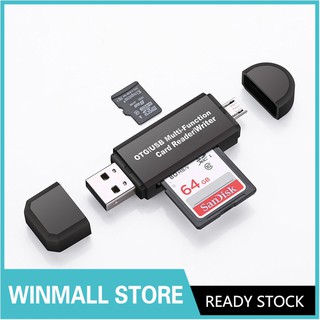 【WINMALL】 Micro USB OTG to USB 2.0 Adapter, SD/Micro SD Card Reader With USB2.0 &amp; Micro USB Connector