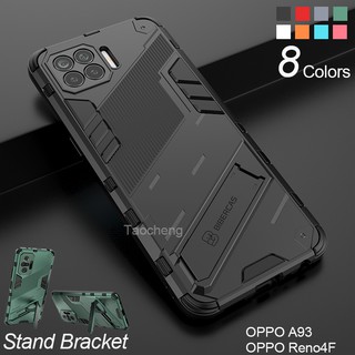 เคสโทรศัพท์กันกระแทก เคสแข็ง OPPO A93 Reno 4F Reno4F Phone Case Hard Fashion Armor Shockproof Casing Soft Stand Holder Bracket Back Cover