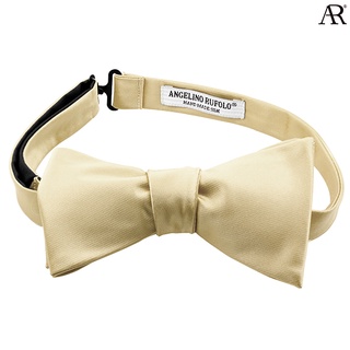 ANGELINO RUFOLO Bow Tie Tying(โบว์หูกระต่ายแบบผูกเอง) ผ้าไหมทออิตาลี่คุณภาพเยี่ยม ดีไซน์ Plain ทอง/กรม/แดง/เลือด/น้ำเงิน