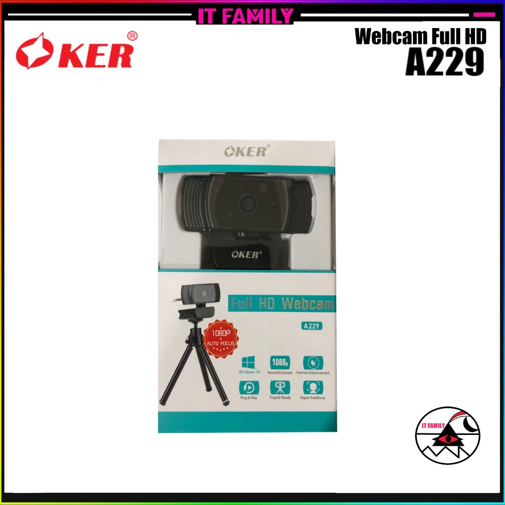 Webcam OKER (A229) ความละเอียด Full HD 1080P