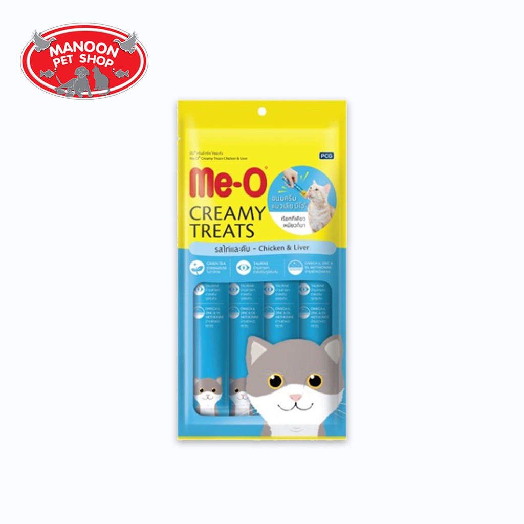 สินค้ารวมส่งฟรี⚡ [MANOON] Me-O Creamy Treats Chicken & Liver 60 G ❤️ 🚛COD.เก็บเงินปลายทาง