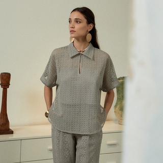 NEW !! Perana : เสื้อลูกไม้ ISABLE Shirt ( สีเทา Grey )