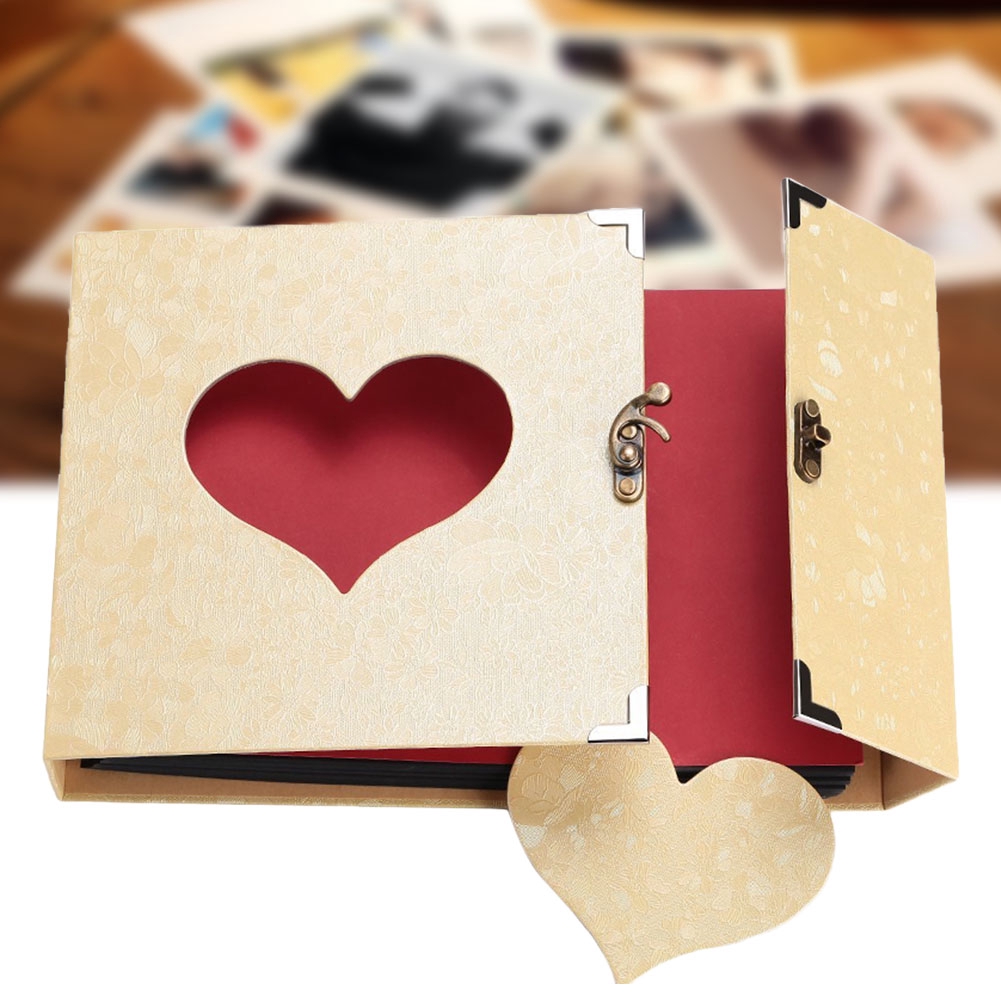 10inch Diy Scrapbook Album Black Pages Wedding Insert Hollow Out Flyer Memory Book Photo Vintage Love Heart Gift Box Fqk Shopee Thailand