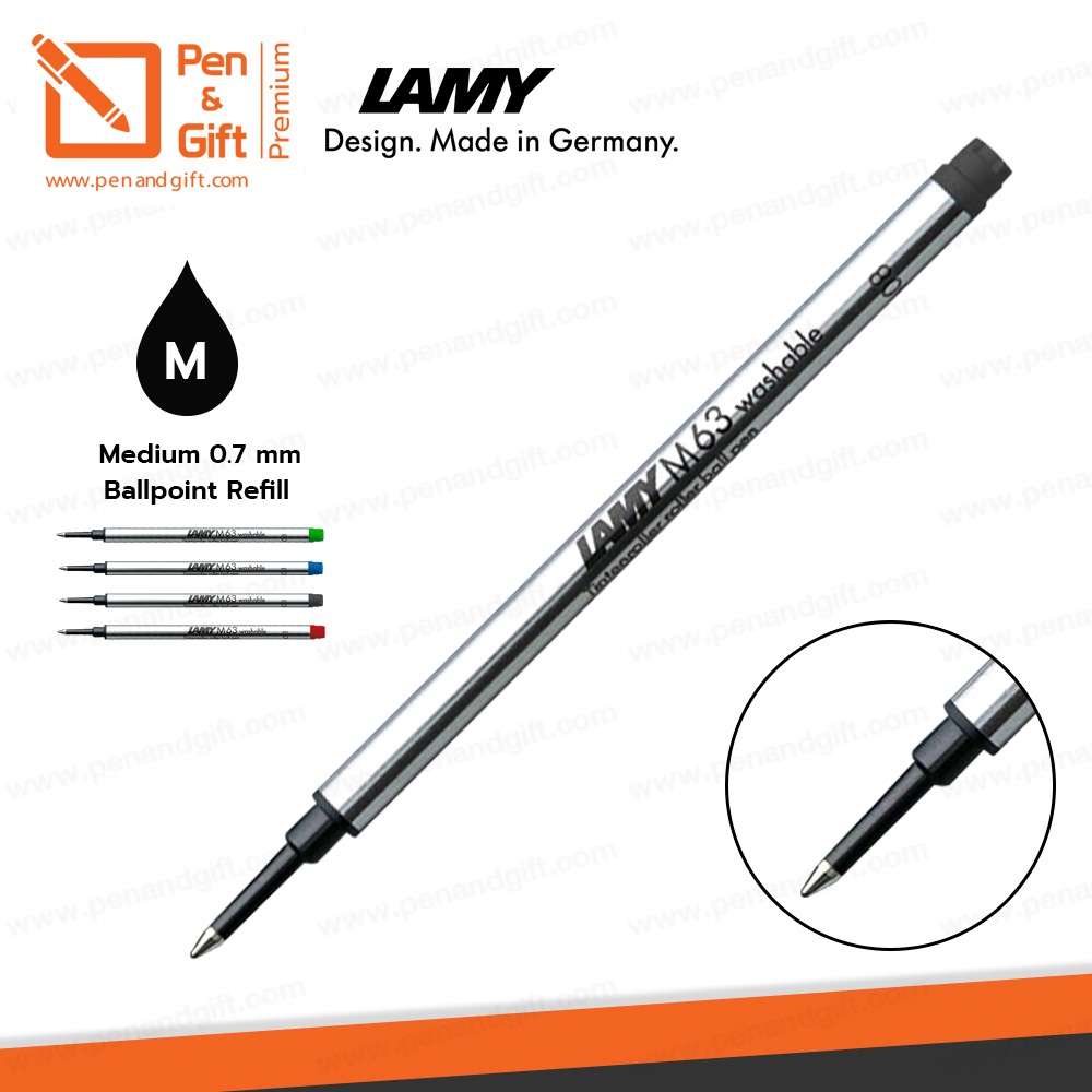 ไส้ปากกา LAMY M63 ขนาด M 0.7 ไส้ปากกาโรลเลอร์บอล หมึกดำ, น้ำเงิน, แดง, เขียว - Rollerball Pen Refill