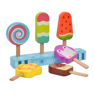 Atoys 🍨 ไอศกรีมแท่ง ของเล่นไม้ พร้อมฐานเสียบ 🍭 ของเล่นเสริมจินตนาการ ของเล่นบทบาทสมมติ ของเล่นเด็ก
