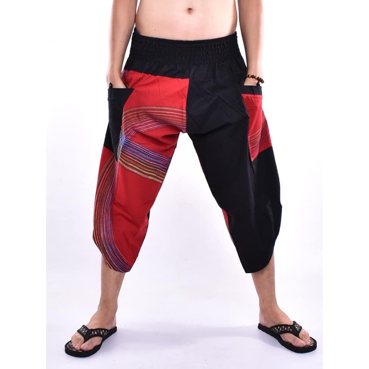 Samurai pants กางเกงซามูไร ฟรีไซซ์  (Unisex) กางเกง4 ส่วน กางเกงผ้าฝ้าย