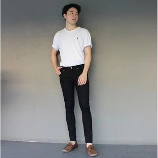 Golden Zebra Jeans กางเกงยีนส์ชายเอวผ้ายืดสีดำไซส์เล็กไซส์ใหญ่(เอว28-44) #447BK