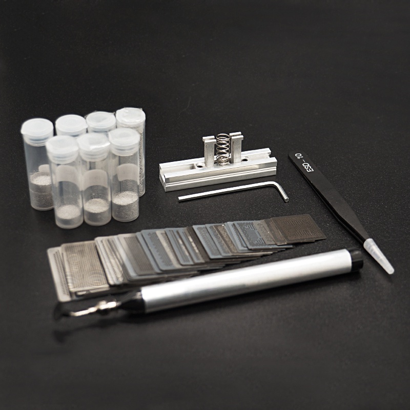 45pcs BGA Reballing Stencils Directly Heat + Solder Paste + Tin Balls Station Steel Mesh BGA